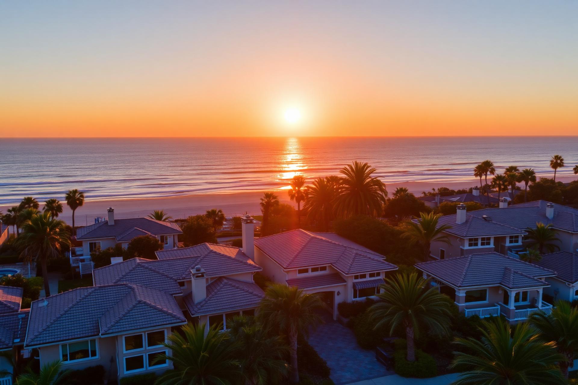 Orange County coastal homes at golden hour